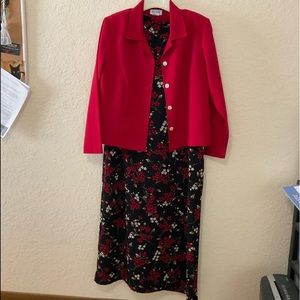 Red & Black Dress with Jacket